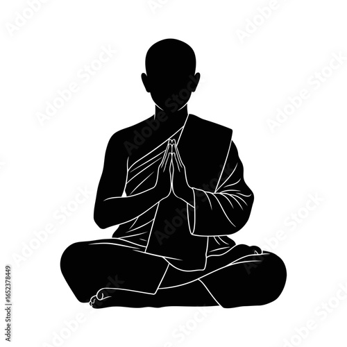 serene monk in meditation pose transparent background vector illustration
