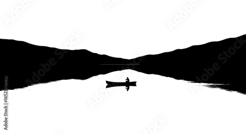 serene solo canoe journey transparent background vector illustration