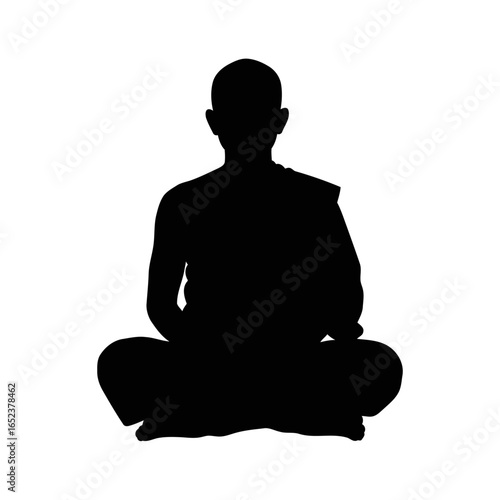 serene monk silhouette transparent background for spiritual design