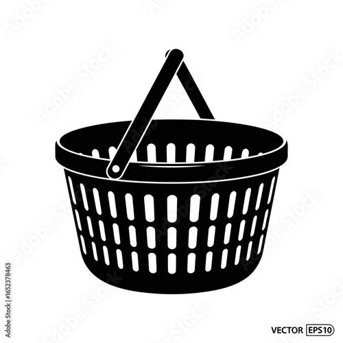 shopping basket icon black silhouette with transparent background