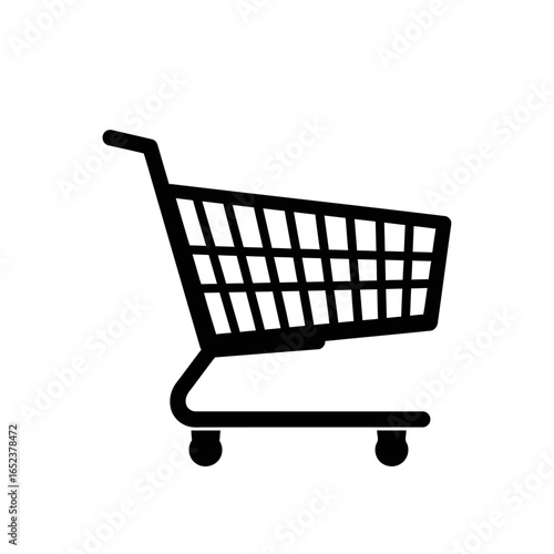 shopping cart icon simple black transparent background vector