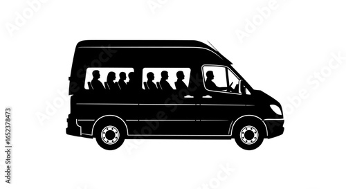 shuttle van passengers transparent background vector illustration
