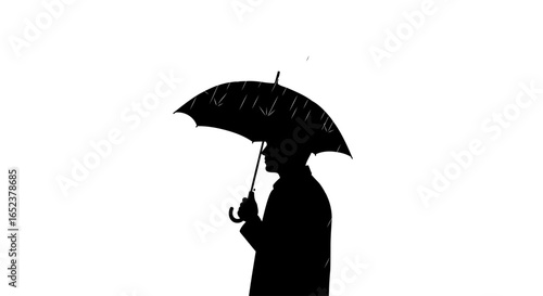 silhouette of person with umbrella on transparent background rainy day solitude