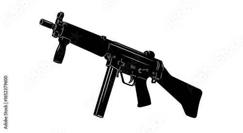 submachine gun silhouette transparent background vector illustration