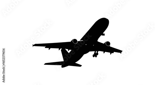 taking off a transparent vector silhouette of a jet plane