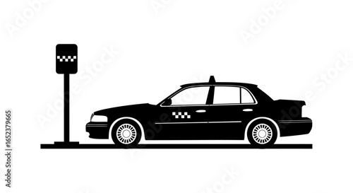 taxi cab at stand transparent background vector illustration