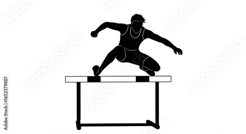transparent background athlete hurdle jump dynamic vector silhouette