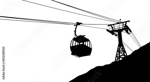 transparent background cable car silhouette mountaintop ascent vector illustration