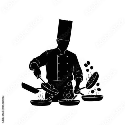 transparent background chef silhouette cooking masterclass vector illustration