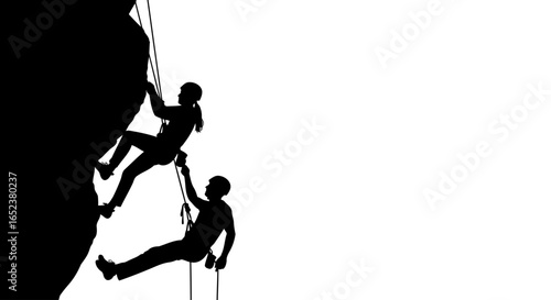 transparent background climbers reaching summit teamwork success vector