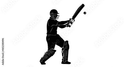 transparent background cricket player silhouette dynamic action pose vector