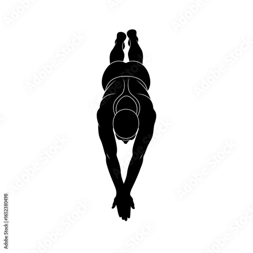 transparent background diver silhouette ready to plunge into action