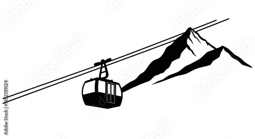 transparent background gondola ascending majestic mountain peak