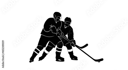 transparent background hockey players silhouette intense game action vector