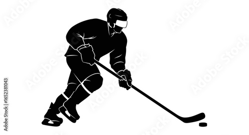 transparent background hockey player silhouette action shot for design projects