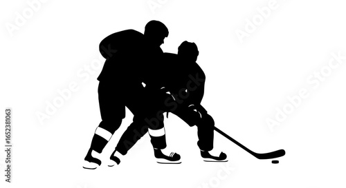 transparent background hockey silhouette two players passing the puck