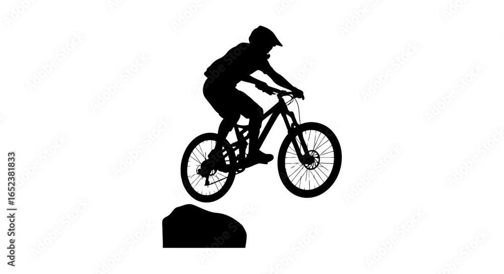 Obraz premium transparent background mountain biker silhouette extreme sports vector graphic