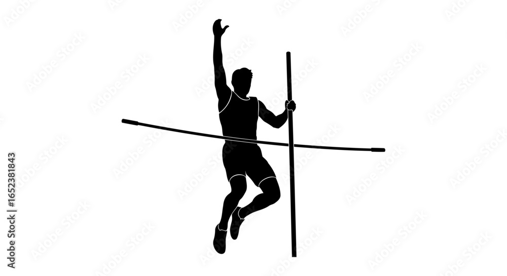 Fototapeta premium transparent background pole vaulter silhouette dynamic action vector