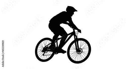 transparent background mountain biker silhouette action sports vector illustration