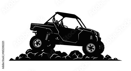 transparent background side profile of offroad vehicle climbing rocks
