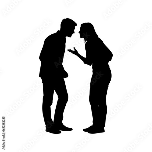 transparent background silhouette couple arguing relationship conflict vector