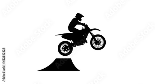 transparent background silhouette motocross rider in midair