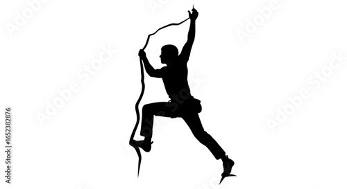 transparent background silhouette of climber reaching summit success