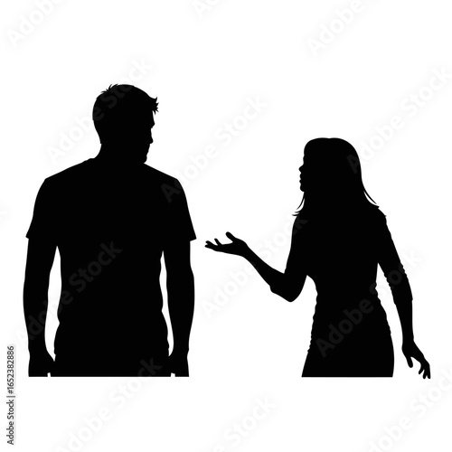 transparent background silhouette of couple arguing relationship conflict vector