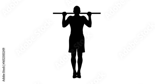 transparent background silhouette of man doing pullups fitness design element