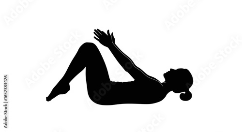 transparent background silhouette of woman doing pilates exercise