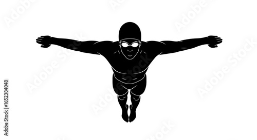 transparent background swimmer silhouette diving into success vector illustration