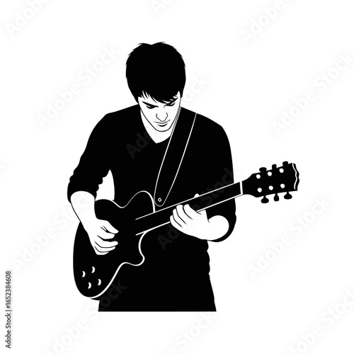 transparent background vector illustration musician playing electric guitar