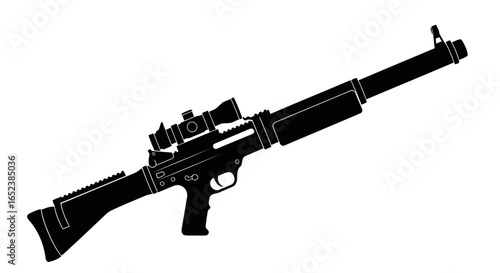 transparent background vector illustration of a modern rifle with scope