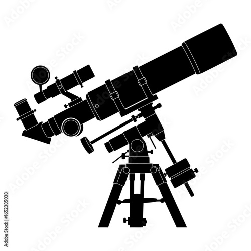 transparent background vector illustration of a refracting telescope for design projects