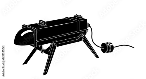 transparent background vector illustration of a retro futuristic underwater probe