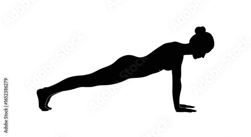 woman in plank pose transparent background vector silhouette