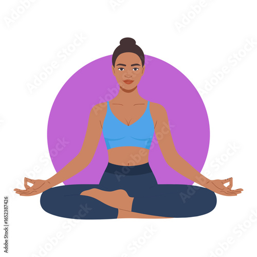 Woman doing yoga flat vector
