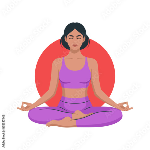 Woman doing yoga flat vector