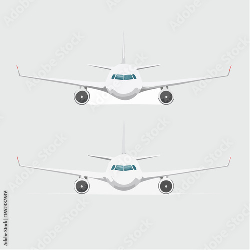 Two white planes are shown, one front-facing, one rear. 