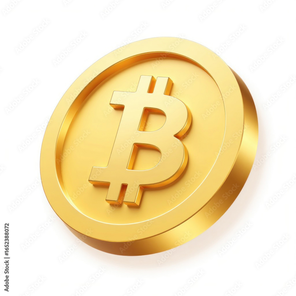 Obraz premium Golden Bitcoin Coin Symbolizing Cryptocurrency and Digital Finance