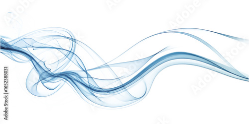 Soft blue smoke flowing elegantly across a clean white transparent background.


