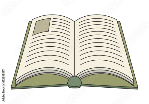 Libro de texto abierto en fondo blanco