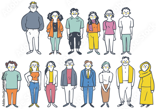 世界各国のグローバルで個性的な人々　　セットのストックイラスト素材
