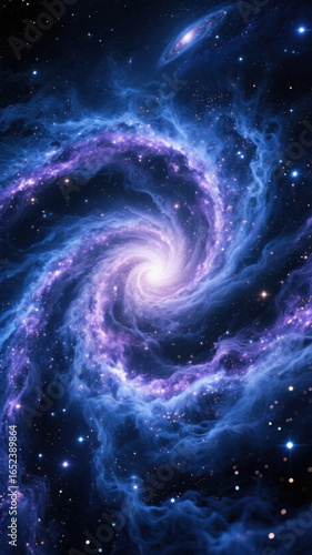 Spiral Galaxy with Bright Center and Vivid Purple Arms
