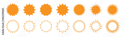 Set of starburst, sunburst badges. Design elements - best for sale sticker, price tag, quality mark. Flat vector illustration.