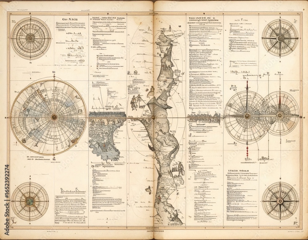 Fototapeta premium Vintage Antique World Map Print
