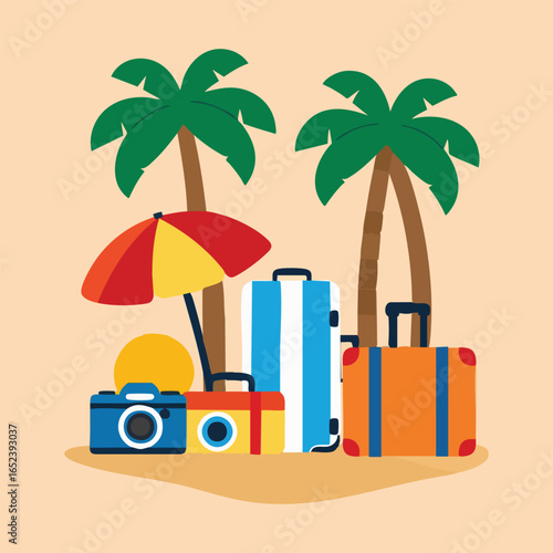 World Tourism Day vector collection in solid colors featuring tourist characters, travel maps, airplane icons, hotels, and cruise ships, perfect for tourism, vacation, and travel agency projects.