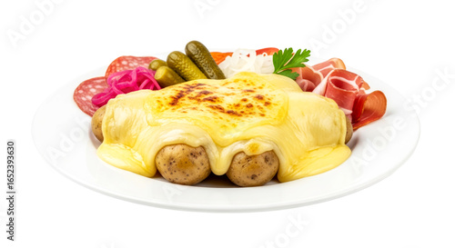 delicious raclette potatoes transparent background vector illustration