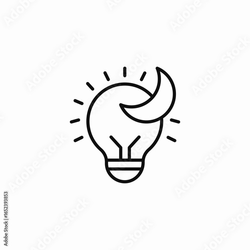  light bulb with crescent icon sign vector