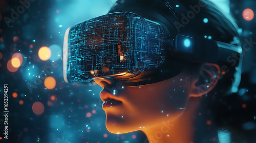 Wallpaper Mural Immersive VR Experience Woman Wearing Virtual Reality Headset Torontodigital.ca